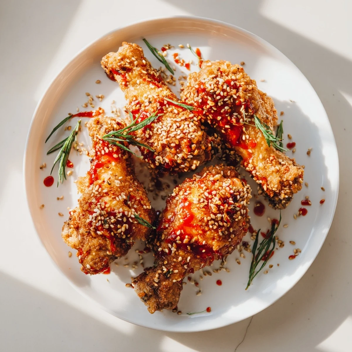 Picture this: perfectly cooked Honey-Chili Glazed Chicken Wings, glazed and speckled with sesame seeds.