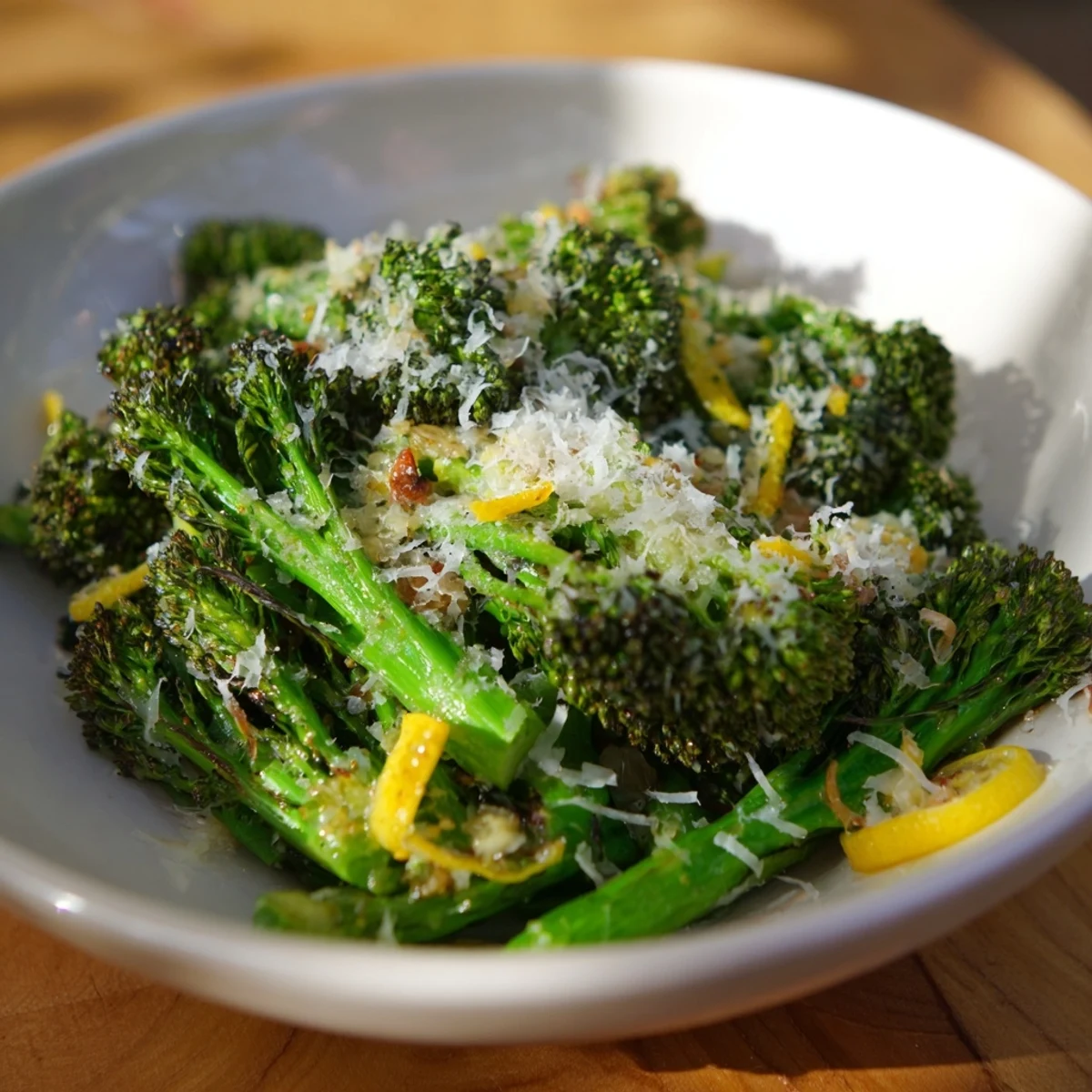 Enjoy a plate of vibrant Simple Garlic and Parmesan Roasted Broccoli, perfect as a quick, flavorful side.