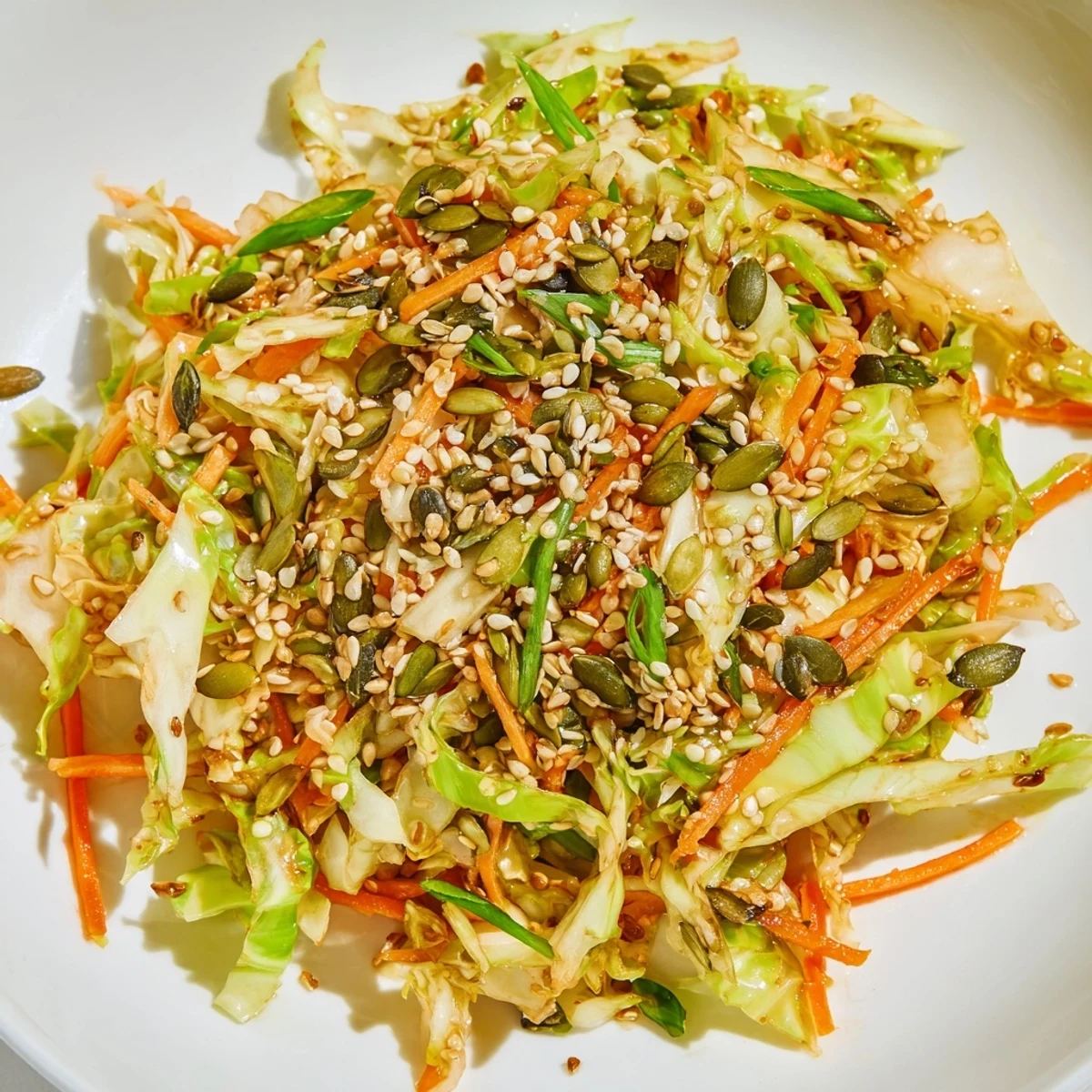 A colorful bowl of Cabbage Core Slaw Salad, offering a delicious and healthy side dish option.