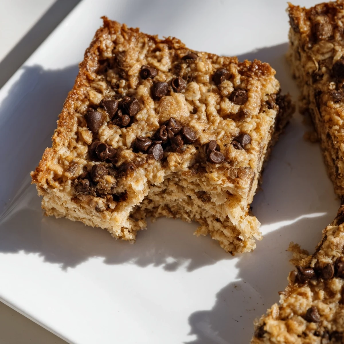 Golden-brown Baked Oats That Taste Like Cake, a warm, soft breakfast treat with sweet, comforting aromas.