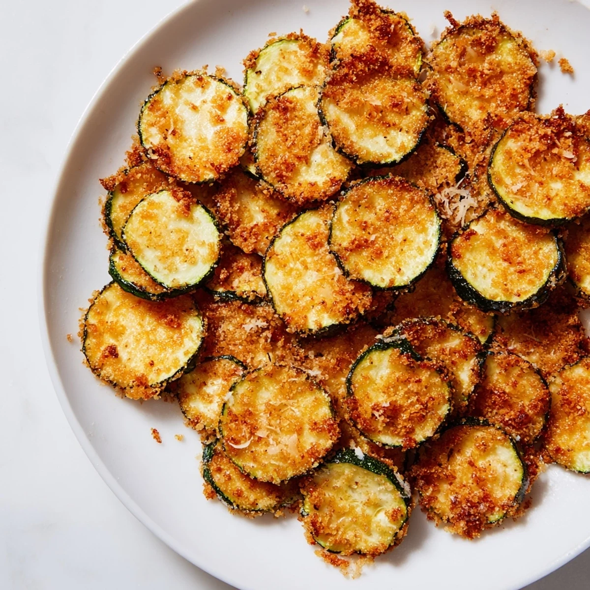 Golden and crispy Zucchini Chips, a healthier snack air-fried until perfectly browned and delicious.