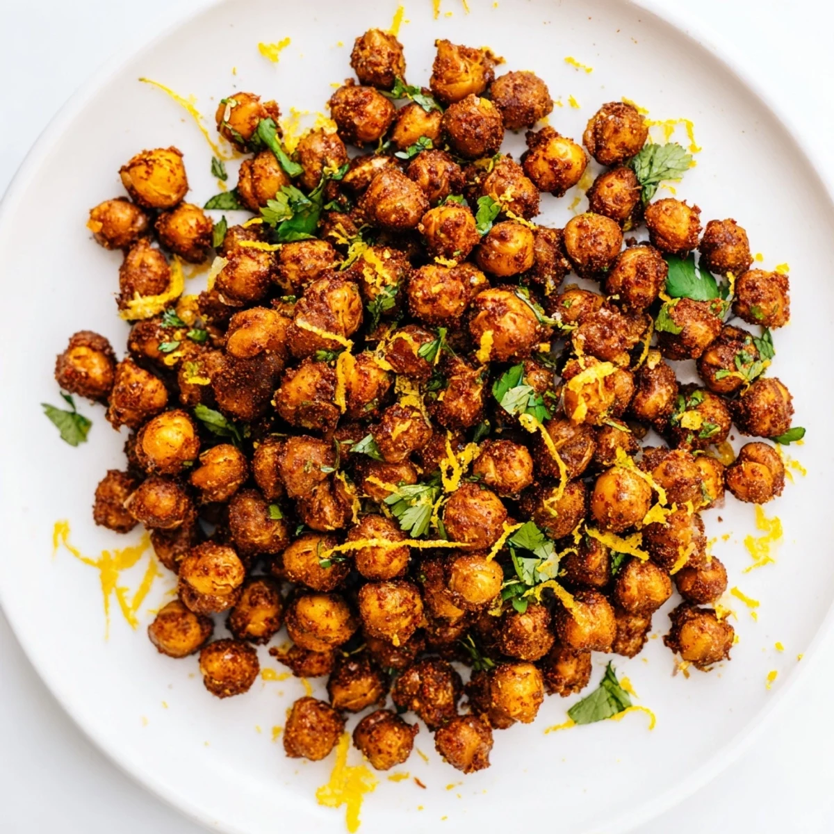 Golden-brown Harissa Chickpea Roast, perfectly crisp from the oven, ready to be enjoyed as a snack.