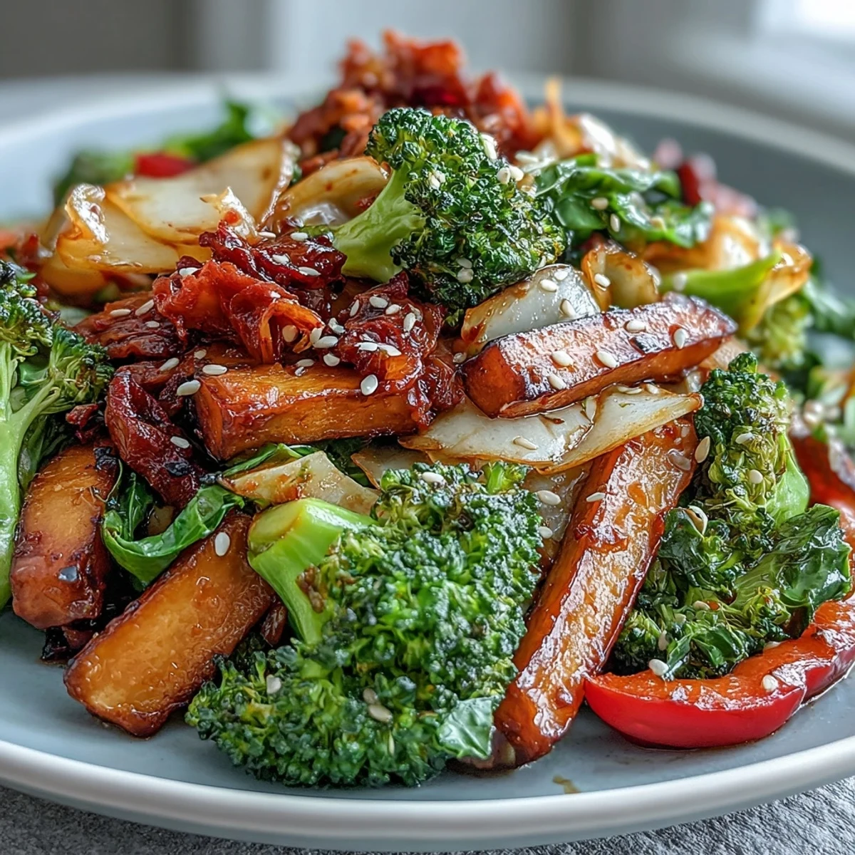 A hearty Comforting Fermented Veggie Winter Stir-Fry, bursting with probiotic goodness and savory notes.