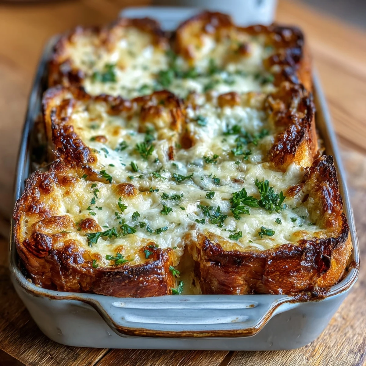 Sliced into squares, the Croque Monsieur Casserole pairs beautifully with a crisp green salad for dinner.