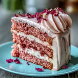 Gorgeous pink velvet cake with rosé wine, dripping decadence for celebrations.