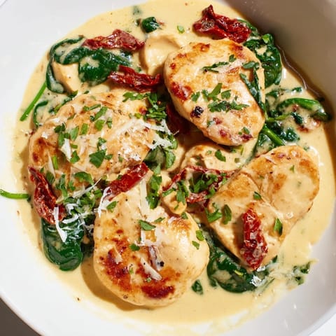 Golden-seared chicken breasts smothered in a luscious creamy sauce makes this Creamy Tuscan Chicken irresistible.