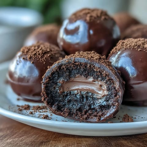 Dark chocolate Hojicha Truffles dusted with roasted green tea powder sit on a small white plate, showing creamy ganache centers.