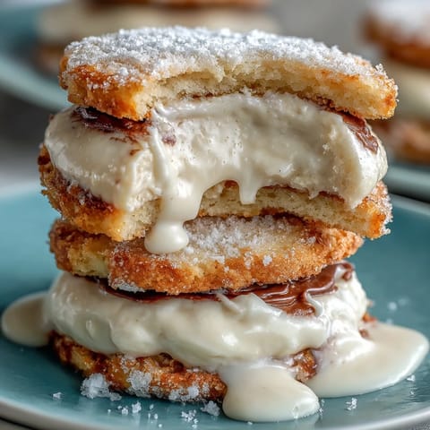 Soft milk cookie sandwich cookies filled with creamy vanilla filling, perfect for a sweet dessert or snack.