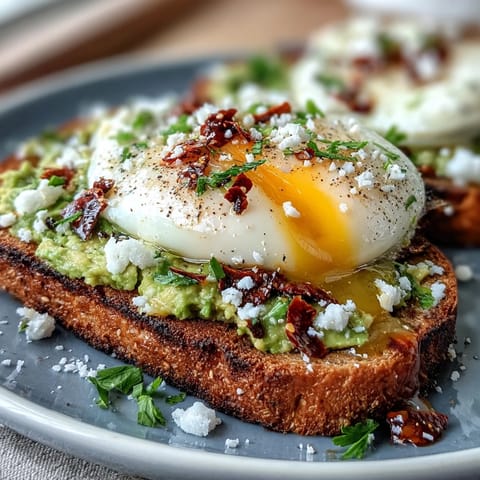Chili Crisp Avocado Toast: golden toast, creamy avocado, runny egg, sizzling chili oil drizzle.