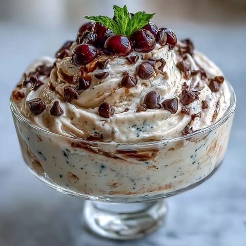 Creamy TikTok Cottage Cheese Ice Cream, a healthy frozen dessert swirled with berries.