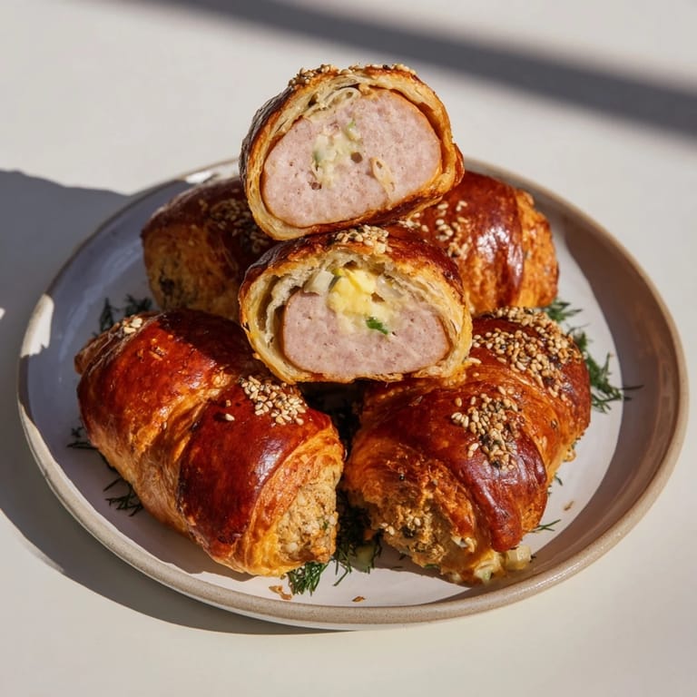 Appetizing Homemade Savory Sausage Rolls, perfect for a picnic or simply delightful as a snack.