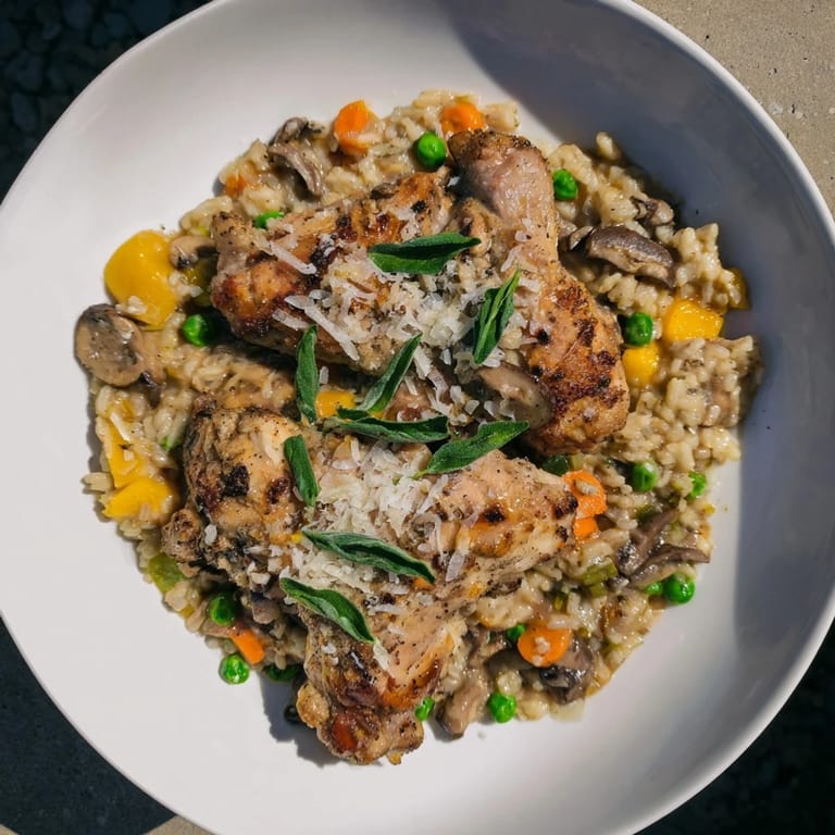 Close-up of golden, baked All-in-One Pan Creamy Chicken and Wild Rice, perfect for a cozy weeknight meal.