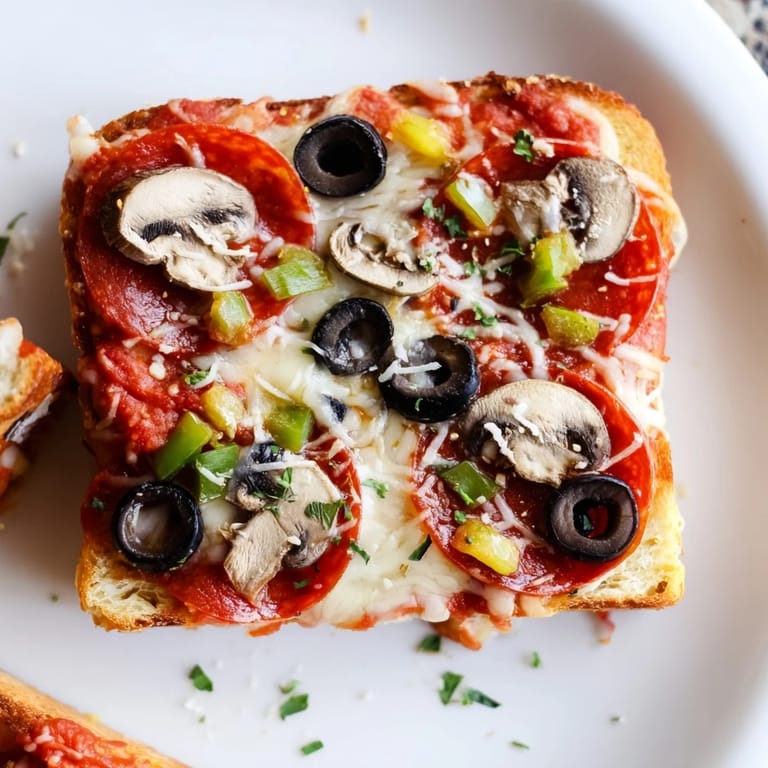 Crispy Air Fryer Pizza Toast topped with pepperoni, garlic butter, and fresh herbs, ready to enjoy.