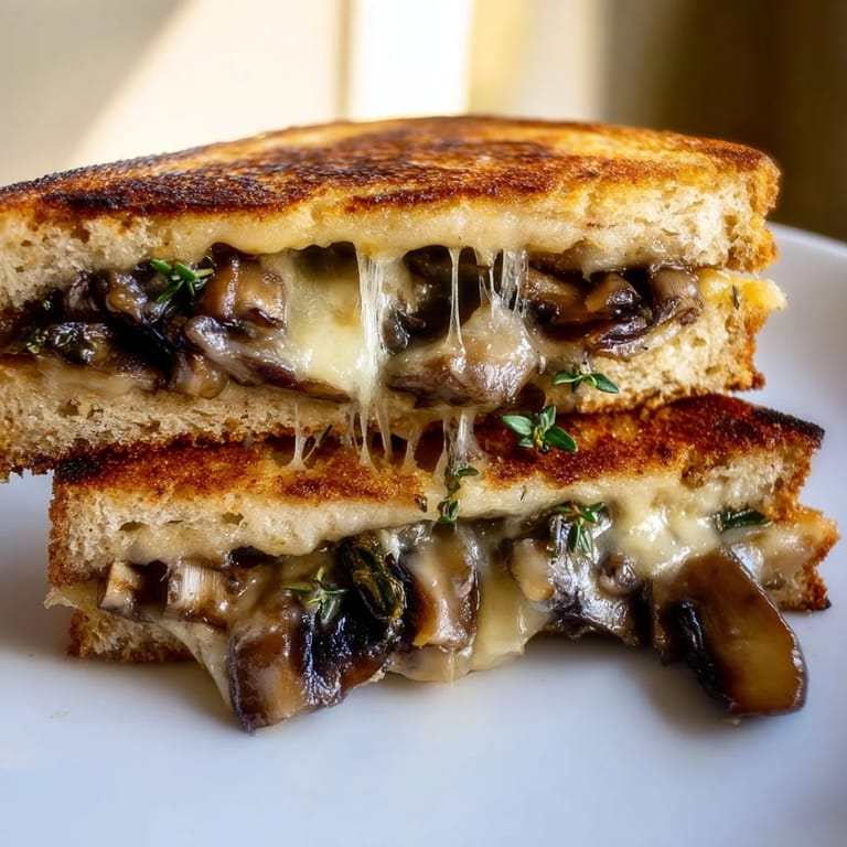 Buttery toasted slices reveal layers of earthy mushrooms and gooey Swiss cheese in this homemade Mushroom Swiss Grilled Cheese.
