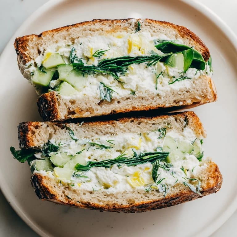 Spring-inspired whipped feta grilled cheese served on a wooden board, featuring melted cheese, fresh dill, and toasted bread texture.