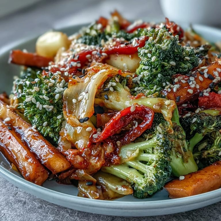 Crisp-tender vegetables meet spicy kimchi in this flavorful Comforting Fermented Veggie Winter Stir-Fry.