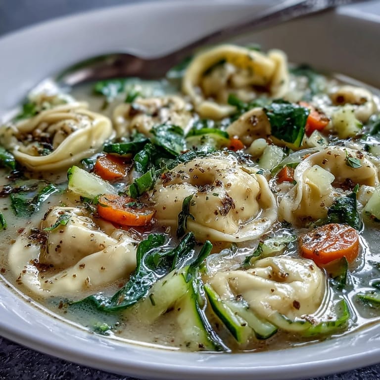 Garnished with grated Parmesan and fresh basil, this Creamy Vegetable Tortellini Soup pairs perfectly with a side of crusty bread for dipping.