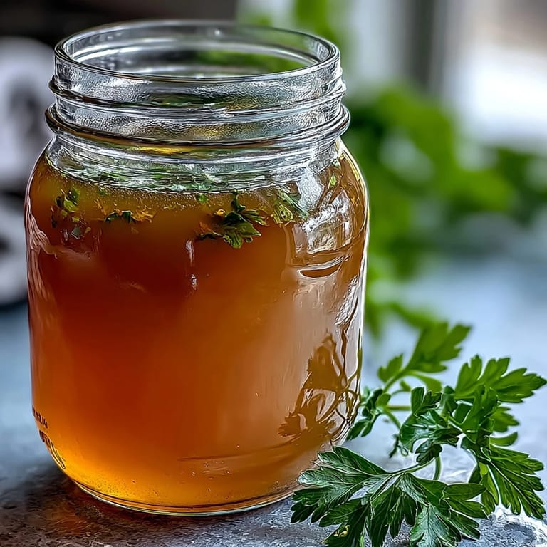 Straining golden Vegetable Broth From Scraps through a fine mesh sieve into a bowl, showcasing zero-waste cooking.