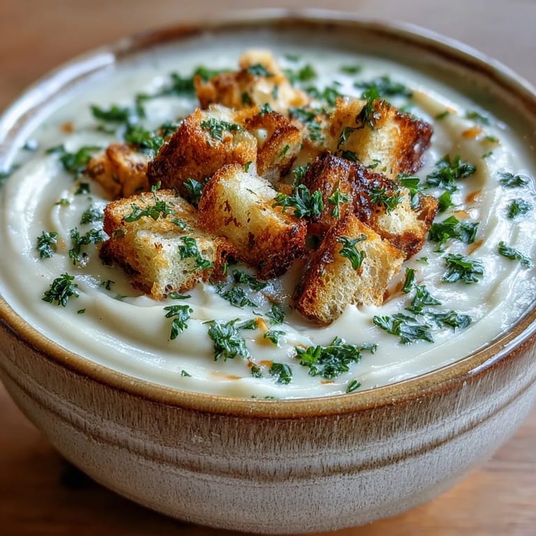 Golden roasted garlic cloves and chopped vegetables for creamy roasted garlic soup on a wooden cutting board.