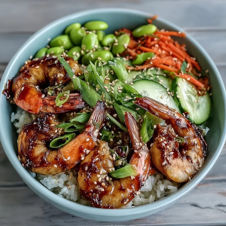 Serve an Asian Shrimp Bowl topped with scallions and sesame seeds for a quick, healthy weeknight meal.
