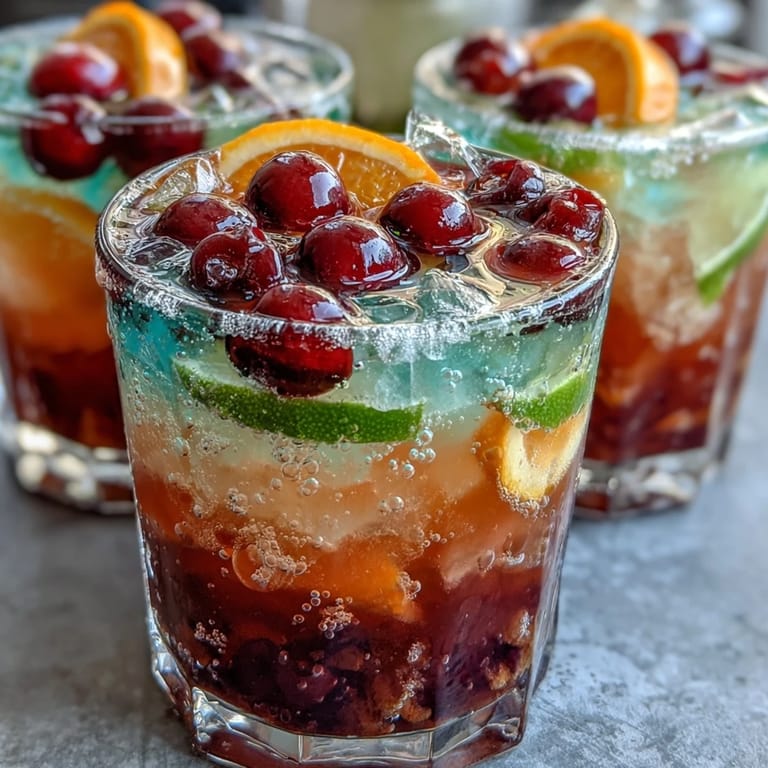 Festive punch bowl featuring fruity sherbet, pineapple juice, and sparkling soda, garnished with cherries for graduation parties.