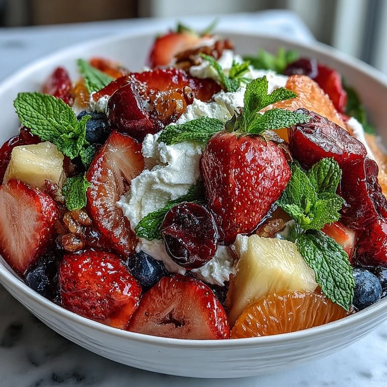 Vibrant Rainbow Fruit Table with Coconut Whipped Cream: eye-catching platter of fresh strawberries, kiwi, and blueberries, paired with light coconut whipped cream.