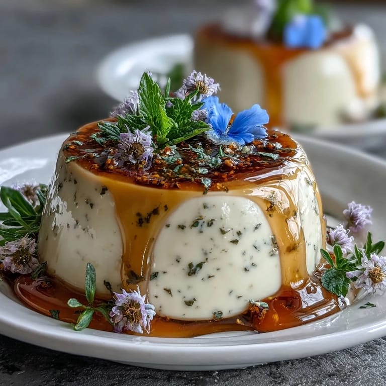 Elegant Honey Lavender Panna Cotta, a silky dessert infused with floral lavender and sweetened with honey.