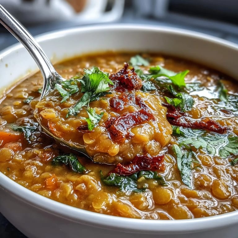Savory turmeric lemon lentil soup, a steaming bowl of comfort and vibrant flavor.