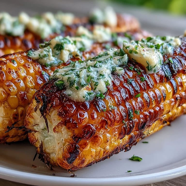 Festive platter of charred corn, ready for a delightful mix of fresh herb butters.