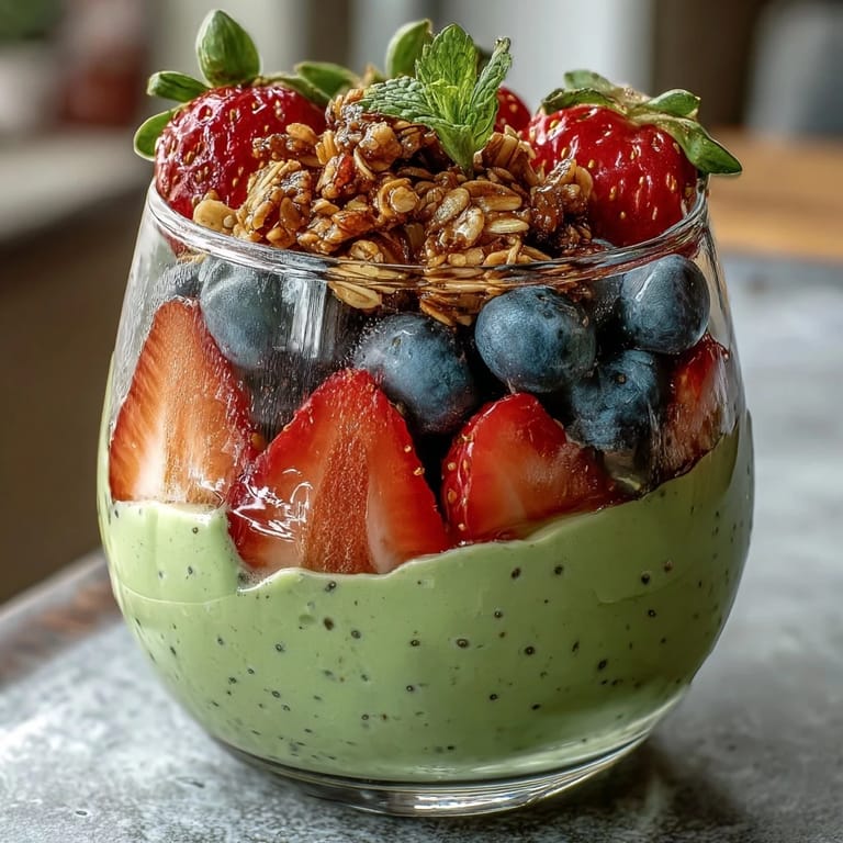 Refreshing avocado chia pudding parfait, a wholesome breakfast indulgence.