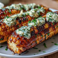 Smoky grilled corn with vibrant herbed butters, perfect for Americana celebrations.