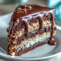 Father's Day Chocolate Peanut Butter Pretzel Cake with rich ganache drip.